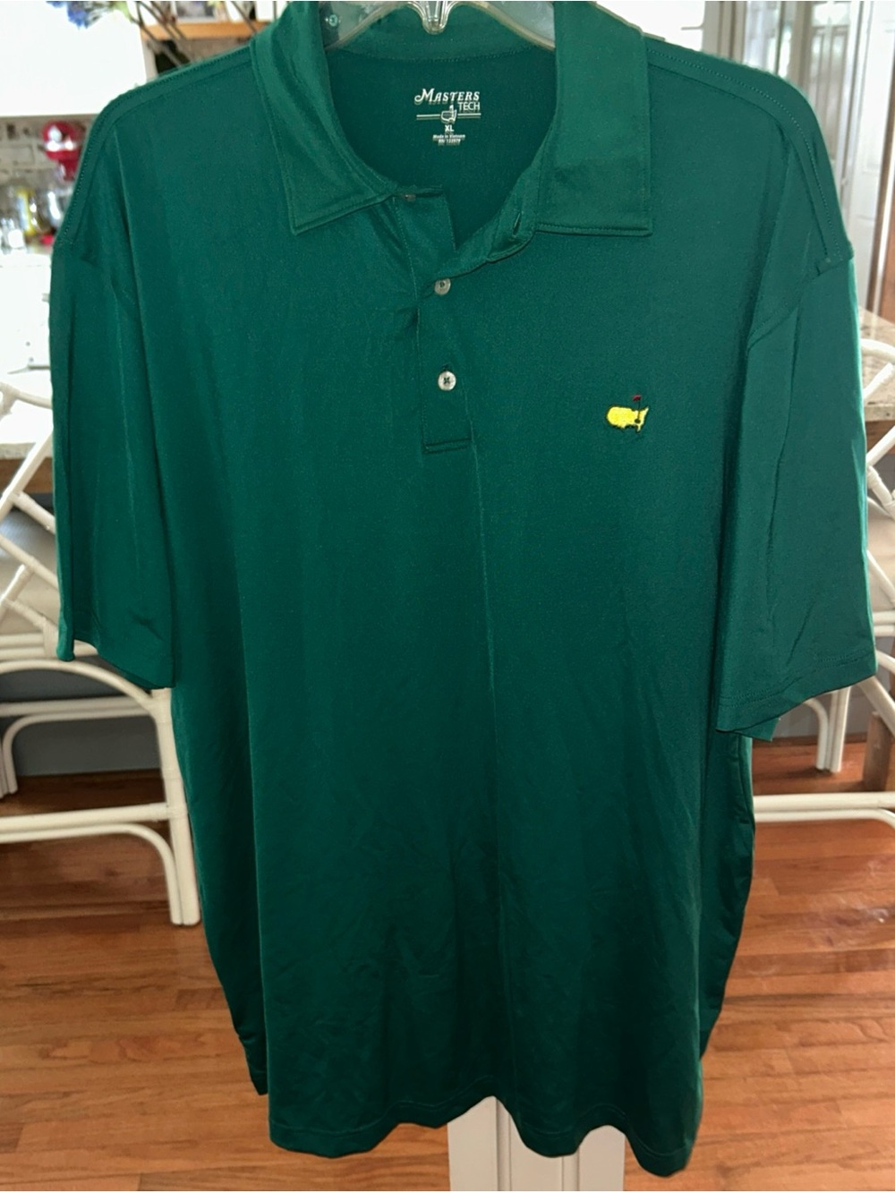 Masters Green Short-Sleeve Golf Polo with Yellow Logo